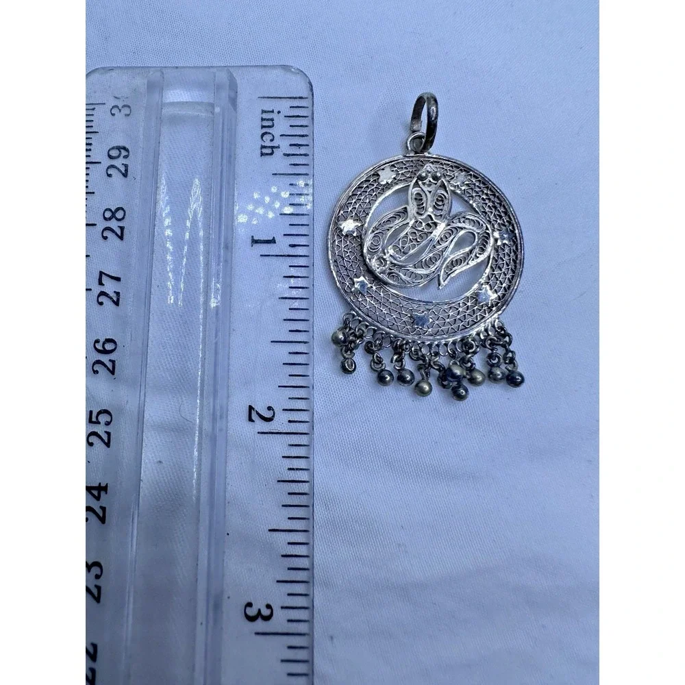 Snake Charm Silver Filigree‎ Dangle Charm Balls Stars Round Open Pendant